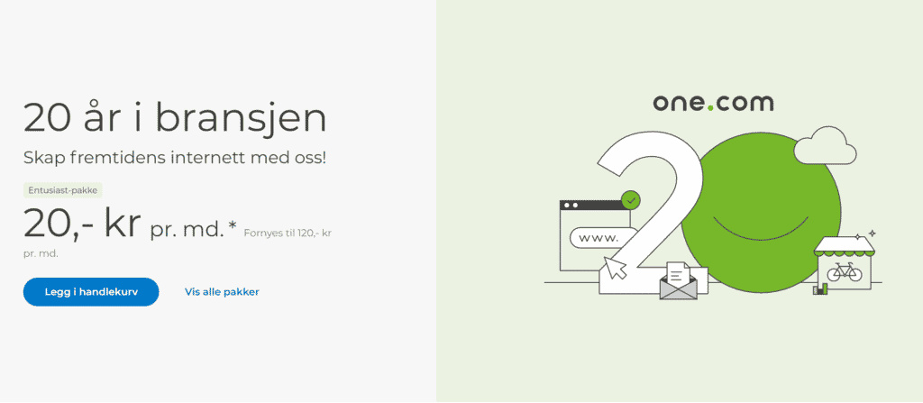 One.com tilbyr 50% rabatt på kjøp med rabattkode
