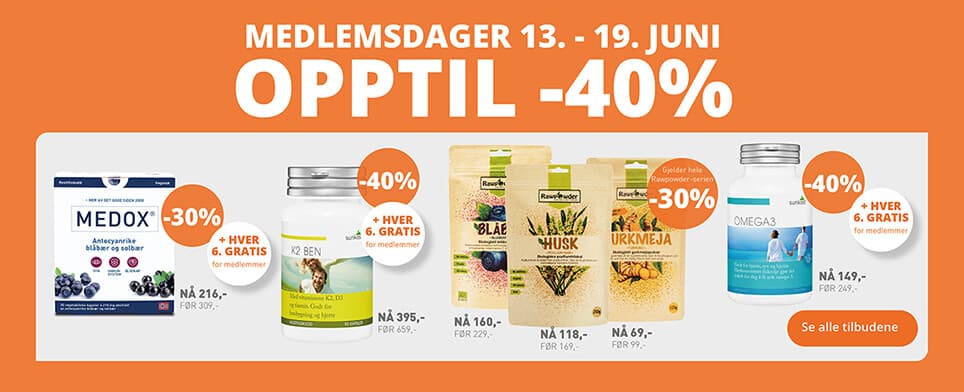 Opptil 40 % rabatt hos Sunkost med veganske dager