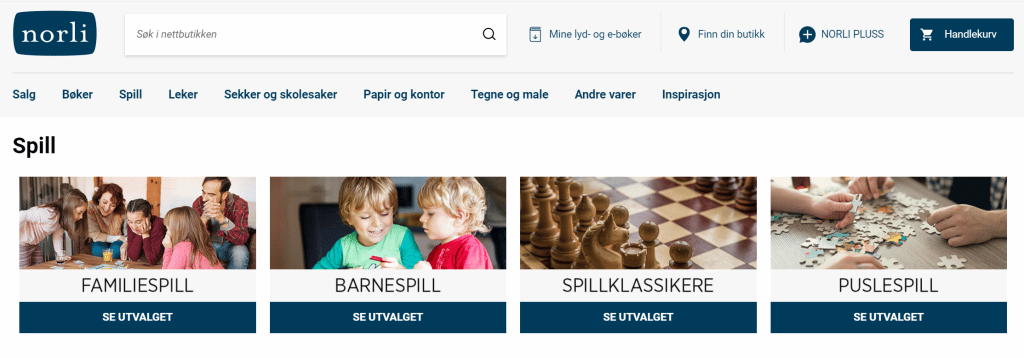 Norli har nå 40% på alle spill og puslespill i nettbutikken