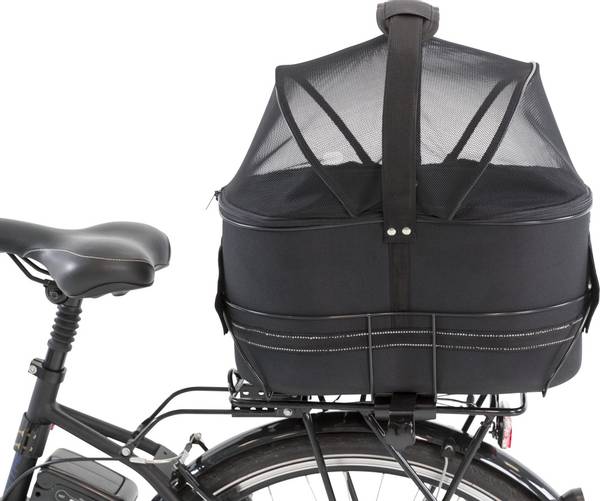 Sort sykkelbag for hund - Bagasjebrett Bredt