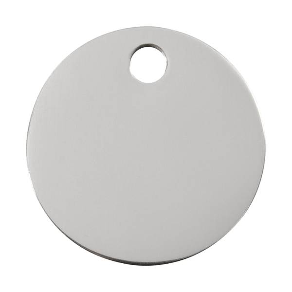 ID-brikke rustfritt stål - Enkel sirkel sølv