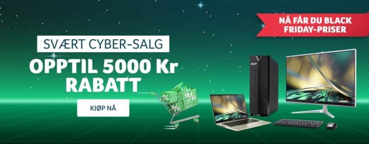 Acer med svært cyber-salg med opptil  5000 kr  i rabatt