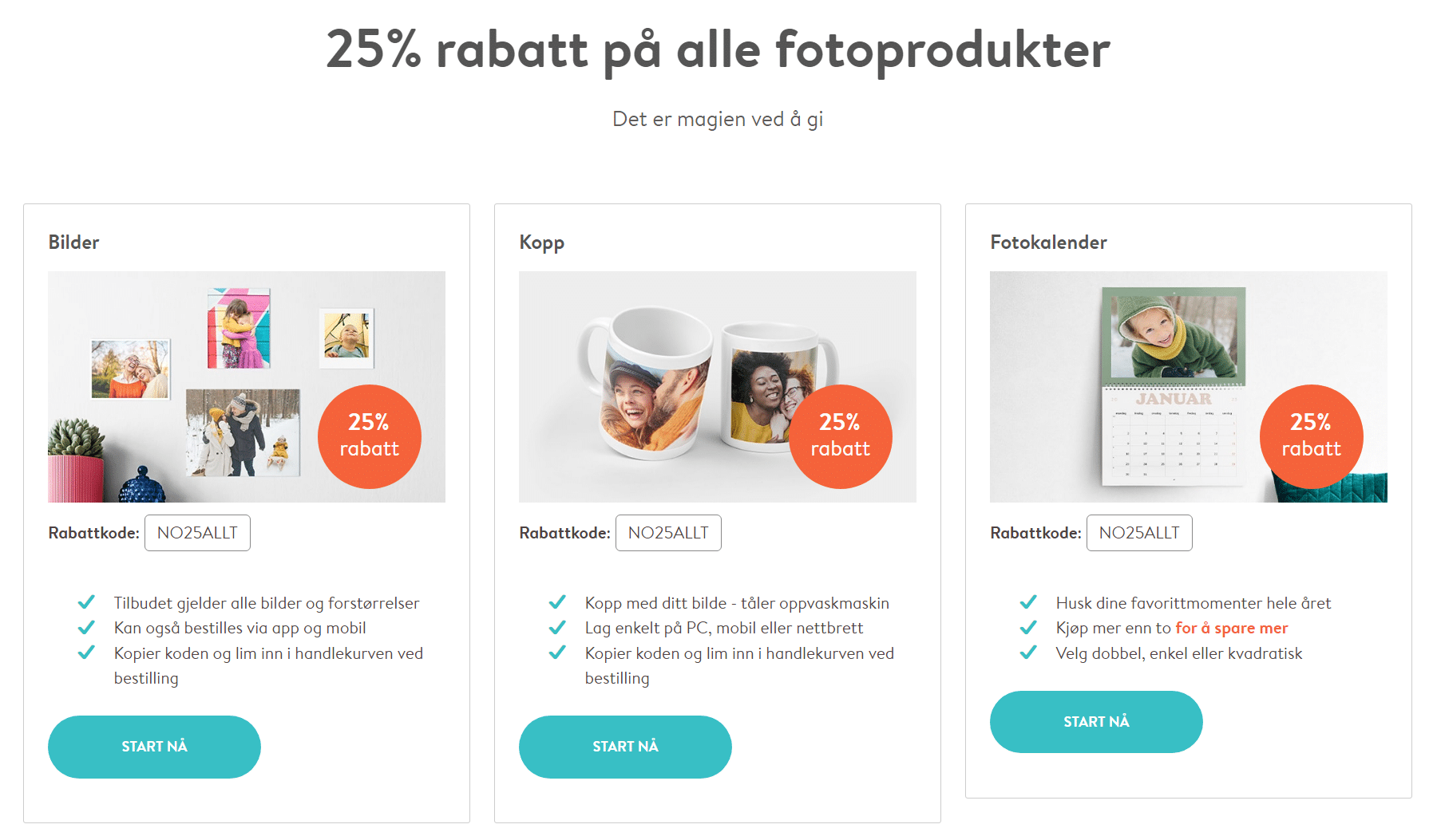 Fotoknudsen kupong med 25% rabatt på alle produkter