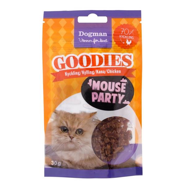 Mouse party til katt - godbiter med kylling