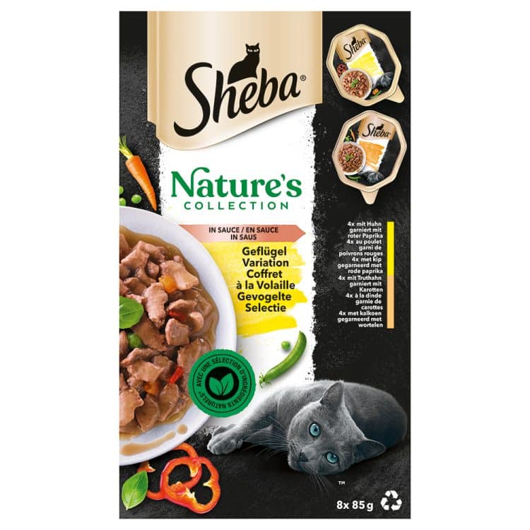 22 / 32 x 85 g Sheba kattemat til spesialpris! - Nature's Collection i saus: Fjærkre variasjon (32 x 85 g)