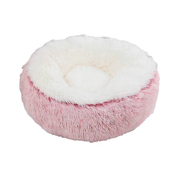 Rosa luksus plysj rund fluffy hunde og katteseng - 60 cm