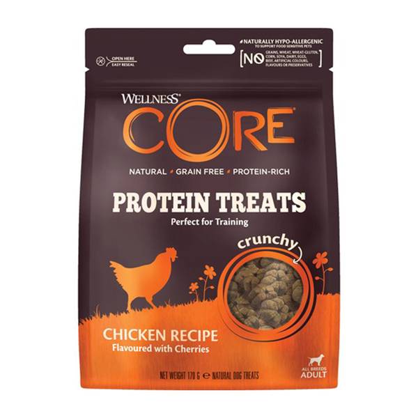 Core Protein treats med kylling og kirsebær - Naturlige godbiter til hund