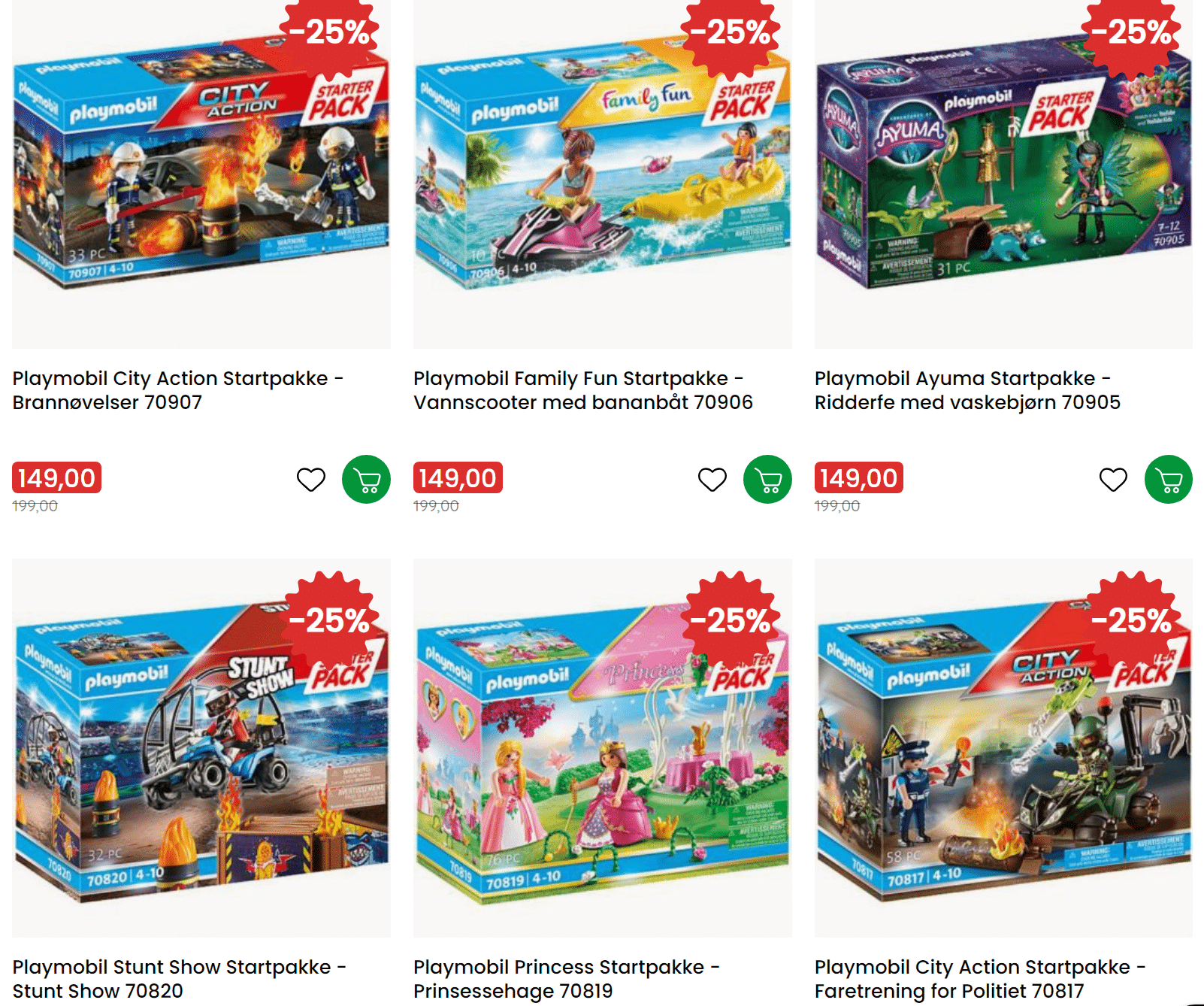 Playmobil tilbud med 25% på startpakker