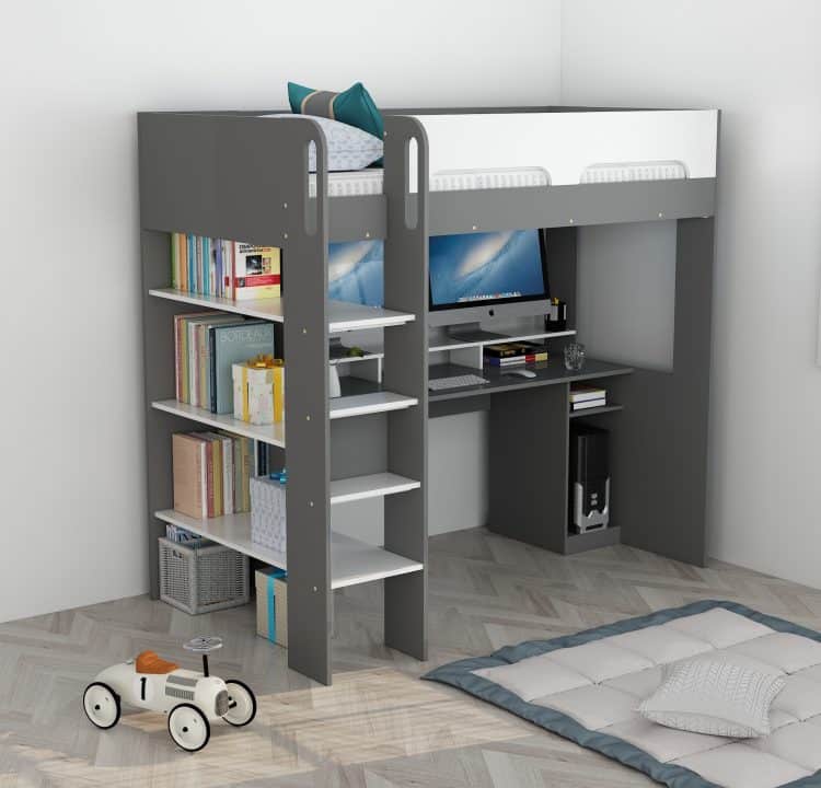 Silverstone loftseng med skrivepult 90×200
