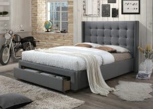 Louisiana dobbeltseng med sengegavl og madrass 180x200x18